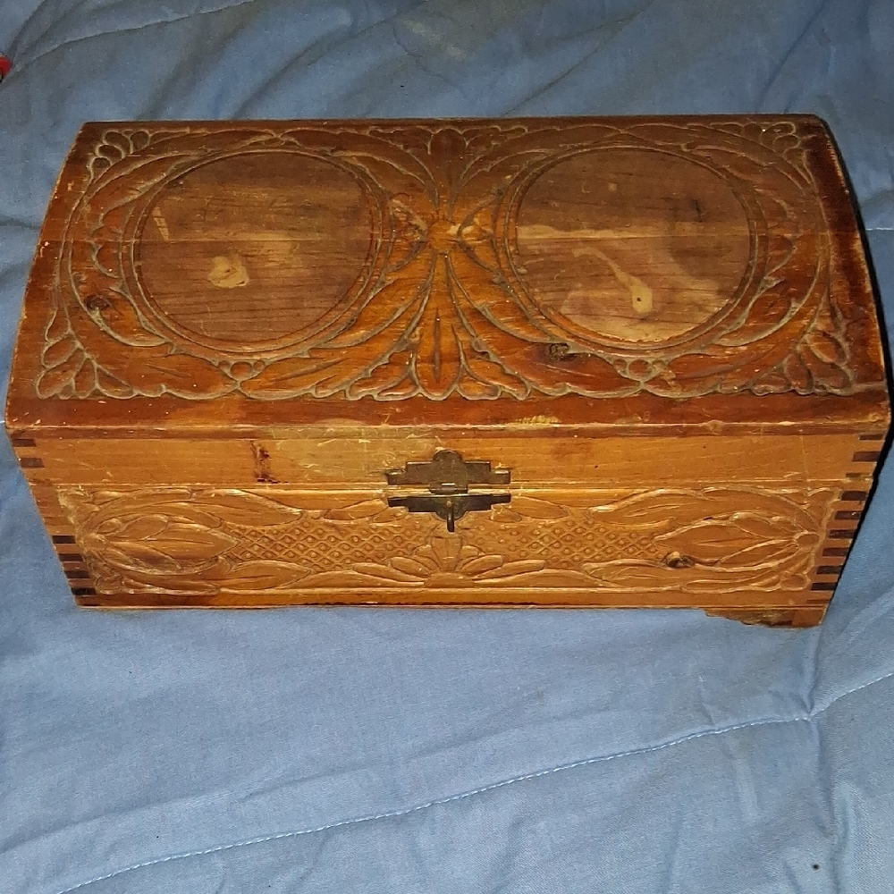 Vintage Wooden Carved Box